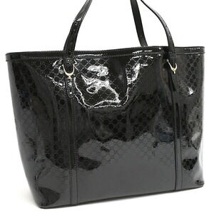 Gucci GG Tote Bag Black Vernis Patent Leather